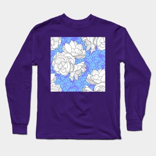 Sampaguita Flowers with Cyan Spirals on Blue Violet Long Sleeve T-Shirt